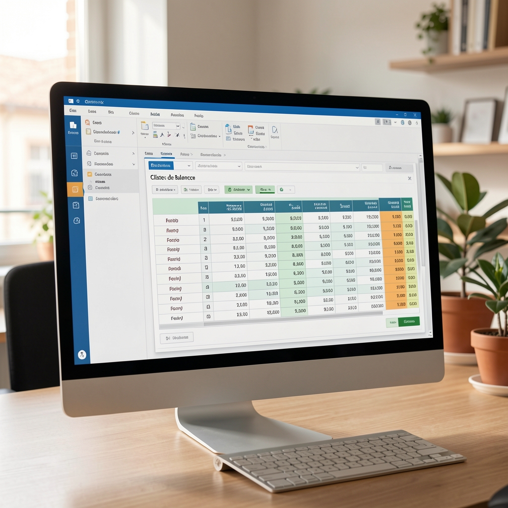 Pantalla de software de automatización contable mostrando proceso de cierre de balance mensual en empresa mediana de Córdoba